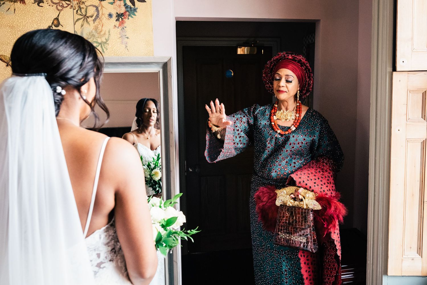 Mother of the bride blessing the bride