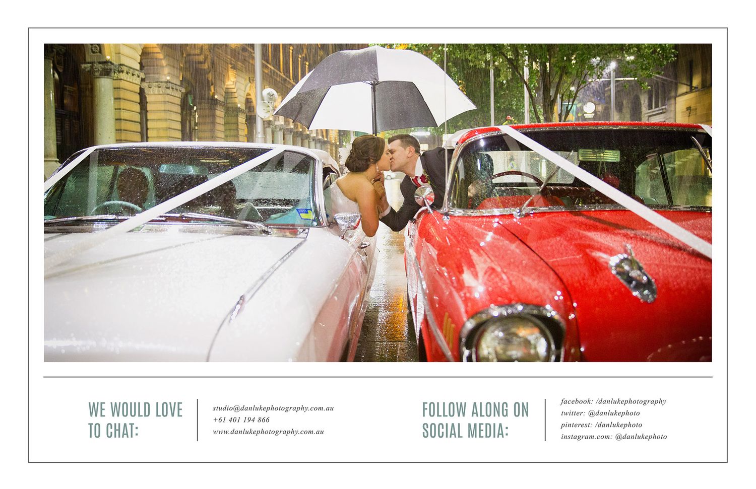 A classic red convertible car with a white umbrella on a sunny wedding day.
