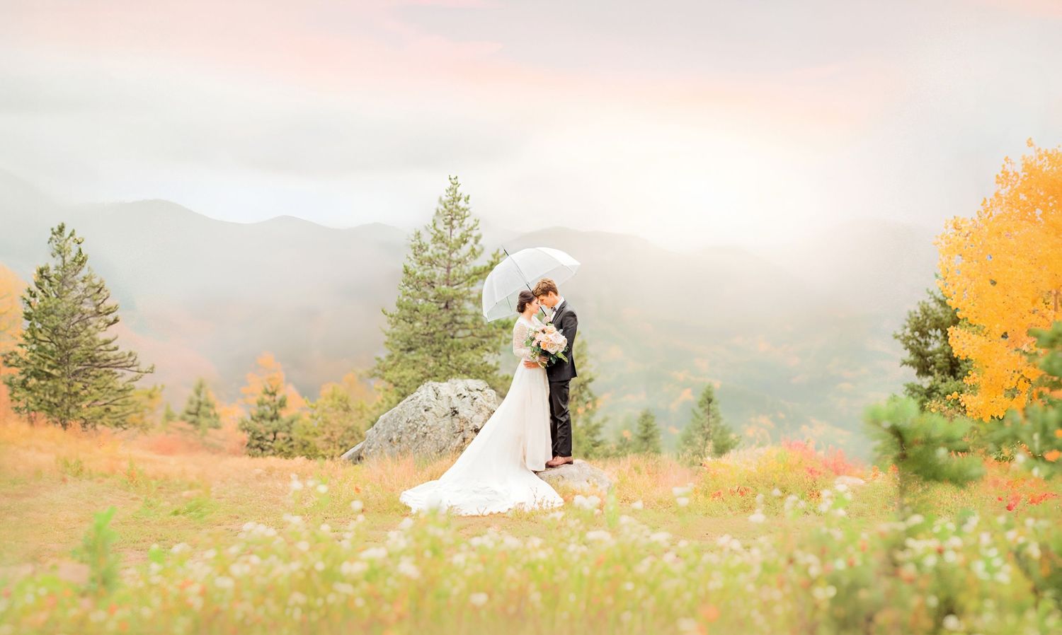 bride and groom at a gorgeous wedding venue at Smoky mountains
