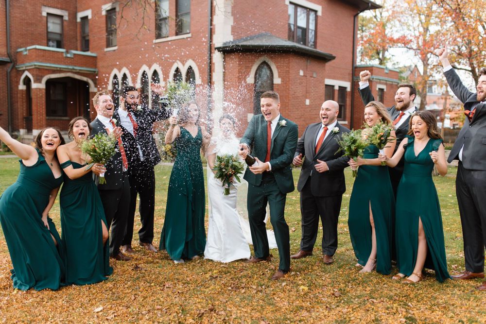 rochester bridesmaid dresses Hunter Green Double V-Neck Chiffon Bridesmaid Dress with – FancyVestido main image 1