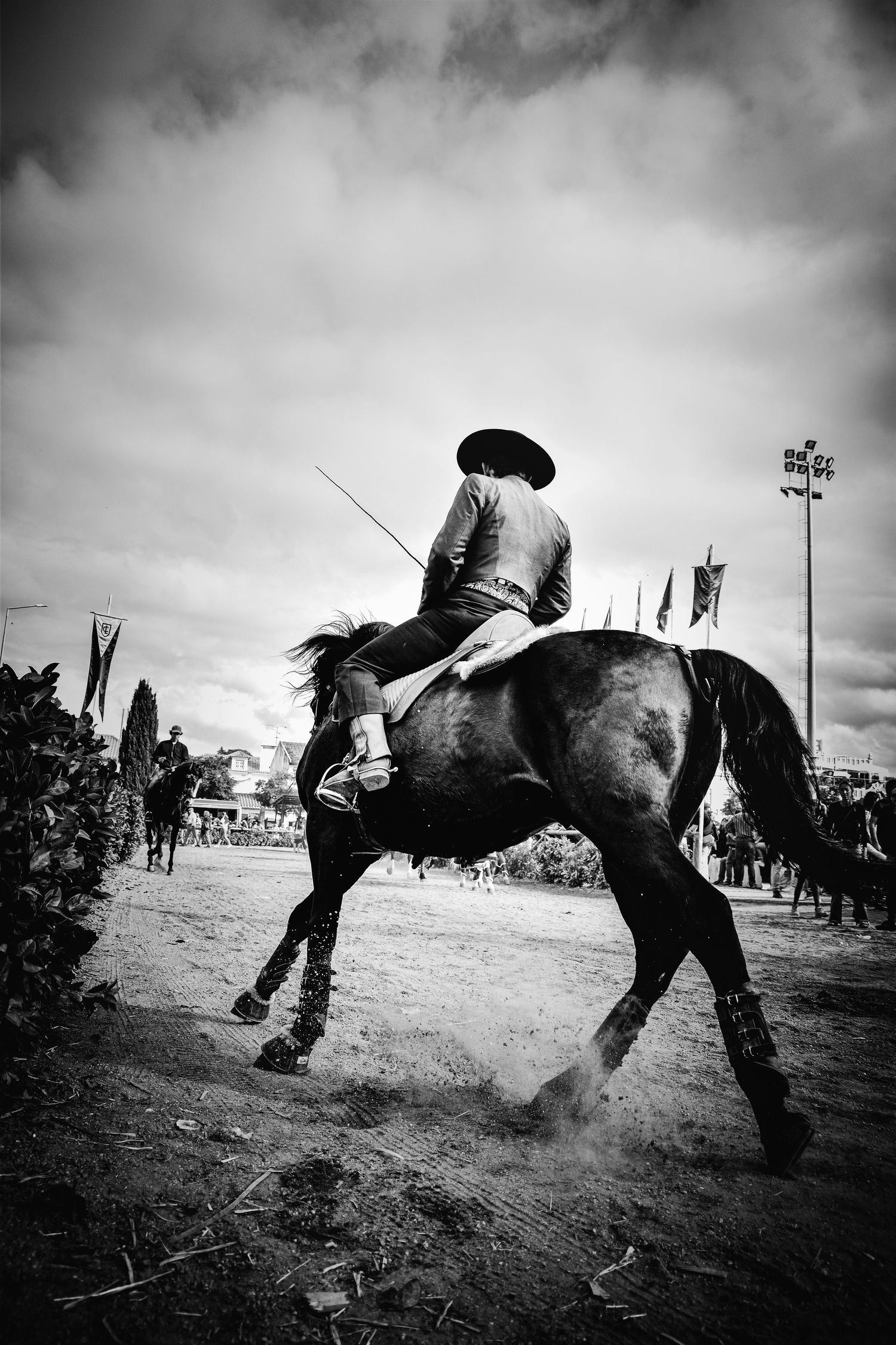 homem a cavalo durante a feira do cavalo, na golegã, novembro 2023