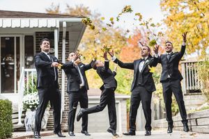 Weddings Captured By Ivan - Groomsmen with Fall Leaves