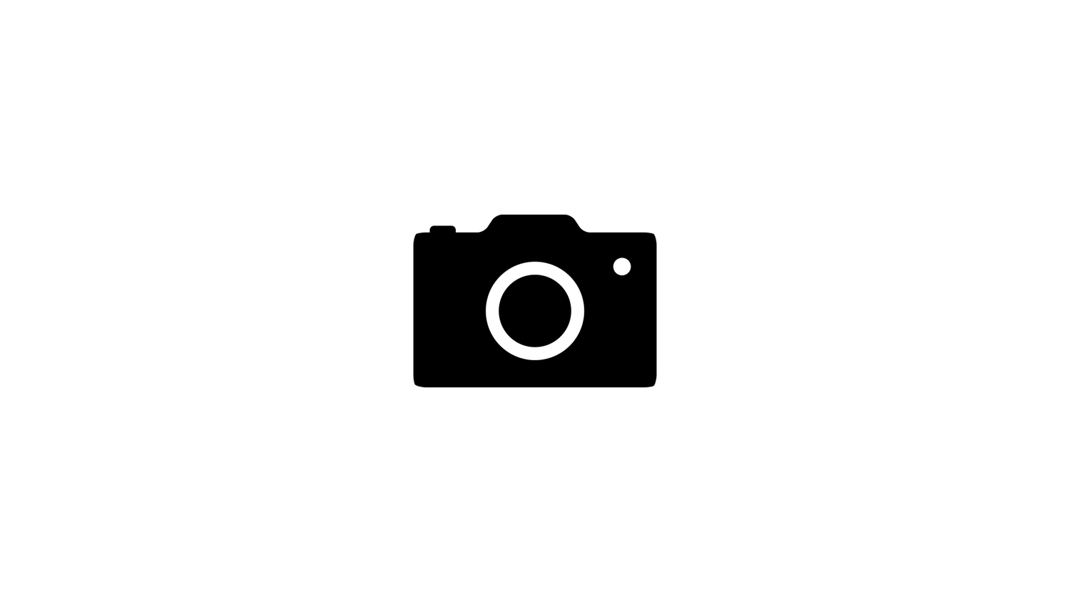 Minimalist black camera icon with circular lens design.