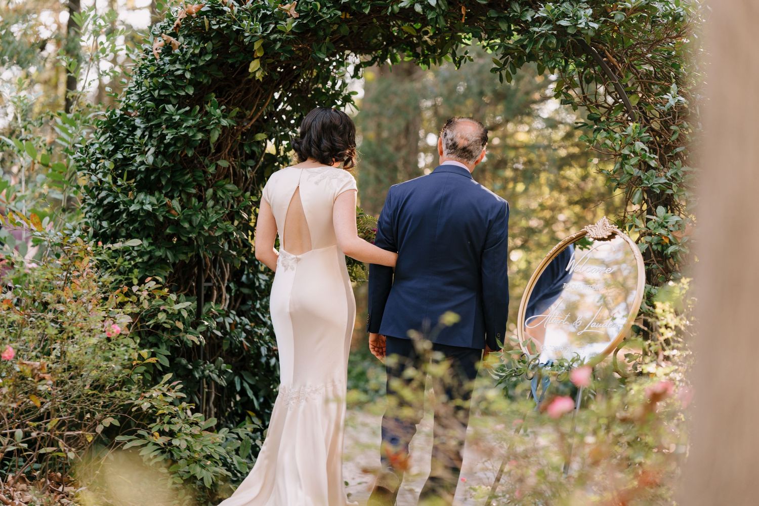 Bride and dad entering wedding ceremony