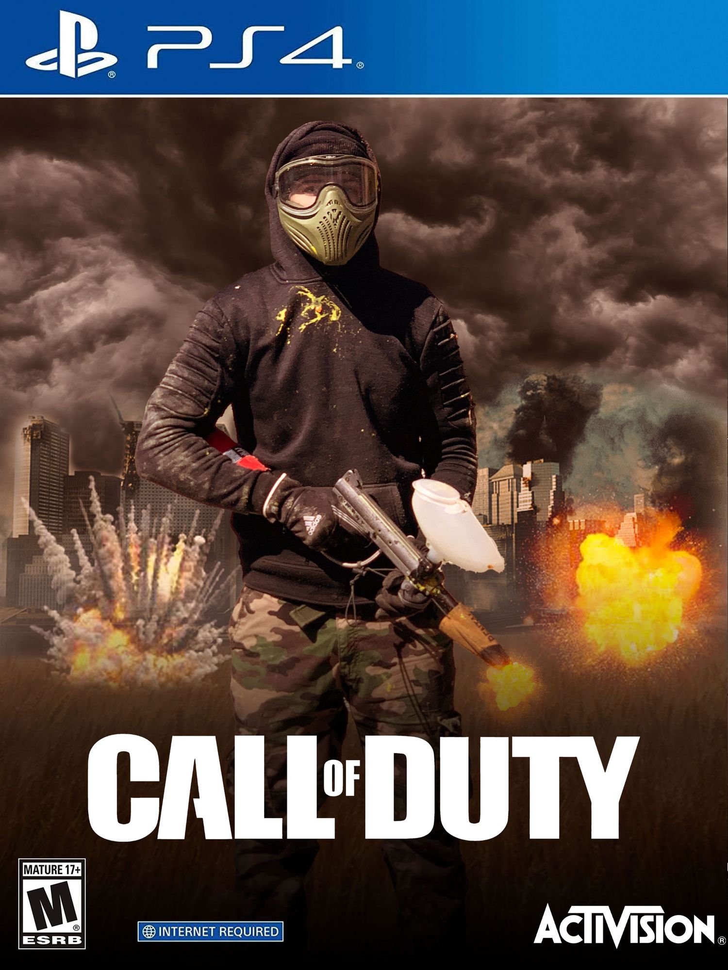 Call of Duty video game cover art for PS4 featuring dramatic battlefield scene.