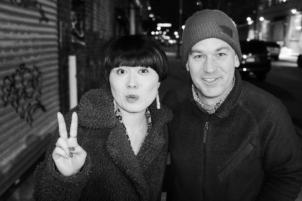 candid portrait of Comedians Atsuko Okatsuka and Mike Birbiglia