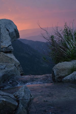 Pastel Sunset over the Waterfall in the Klamath Range, CA