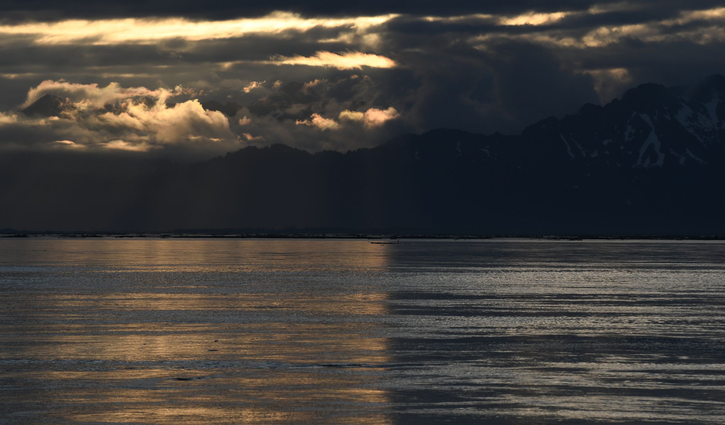 Halved Sunset over the Copper River, AK and Chugach Range