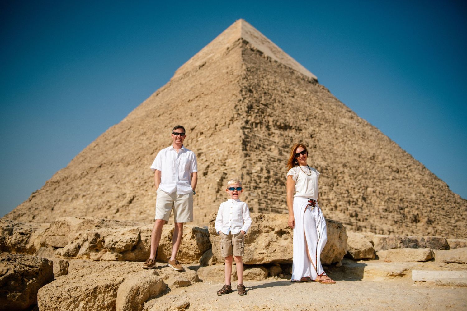 Family Photo at the pyramids of Giza