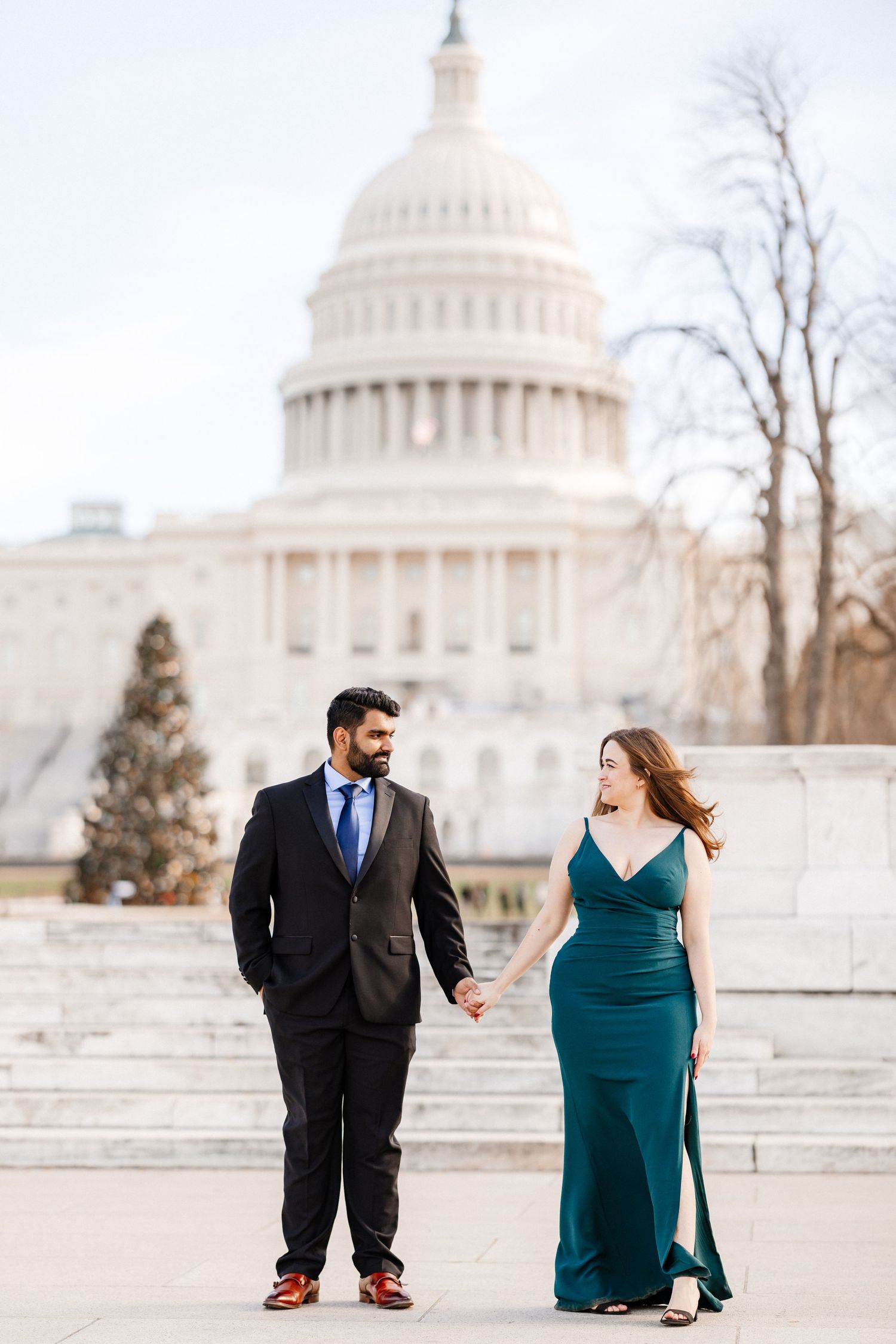 Washington DC Engagement Session Capitol Building Multiracial Couple