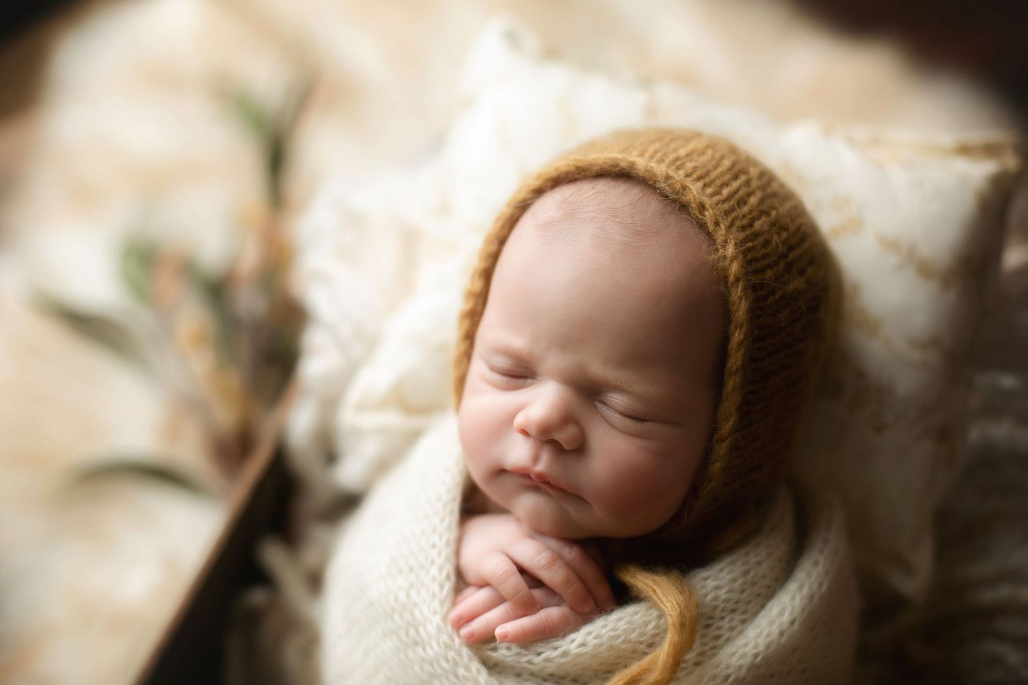 Newborn with yellow hat. Greenville sc newborn photographer, Easley sc newborn photographer, Upstate sc newborn photographer