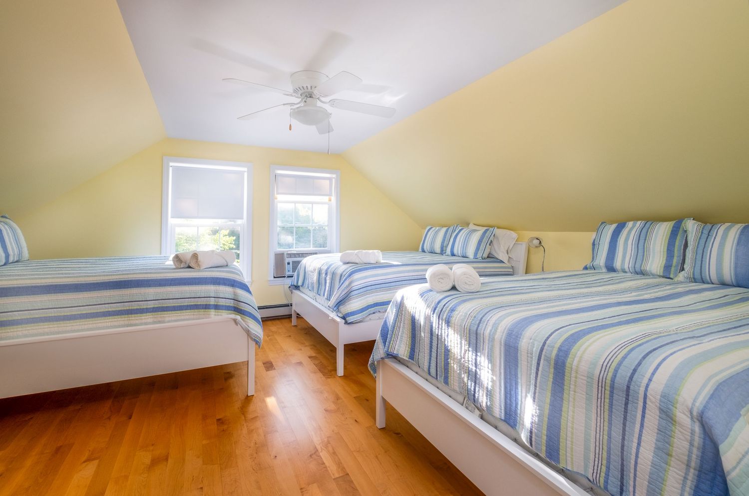 Bedroom shot at a vacation rental property in Harrison, Maine.