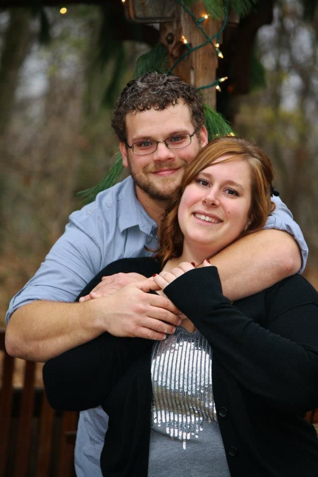 A couple in casual attire posing together in a series of playful outdoor photographs.
