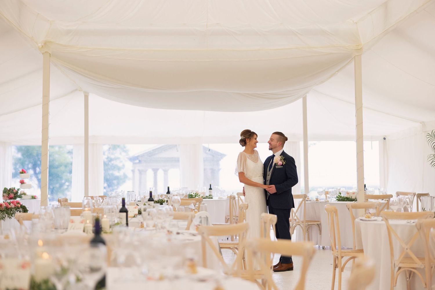 Beautiful Marque at Gileston Manor ready for Wedding Breakfast