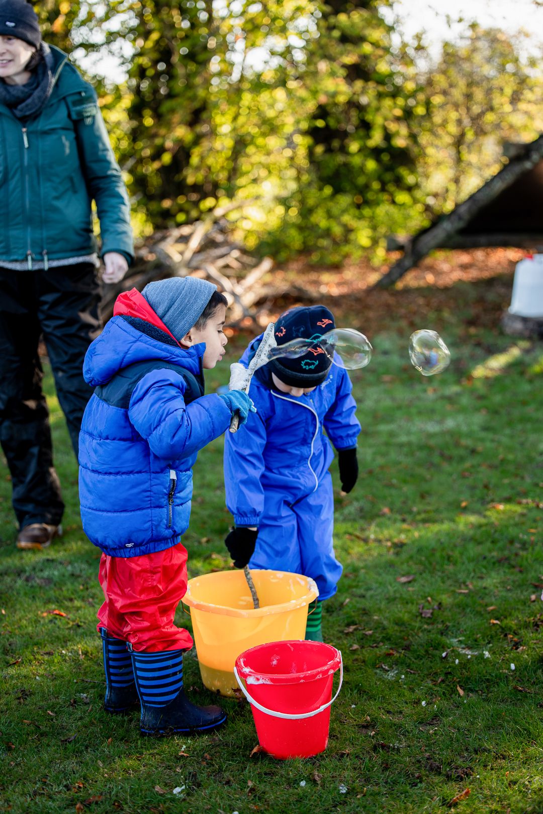 Child blowing bubbles