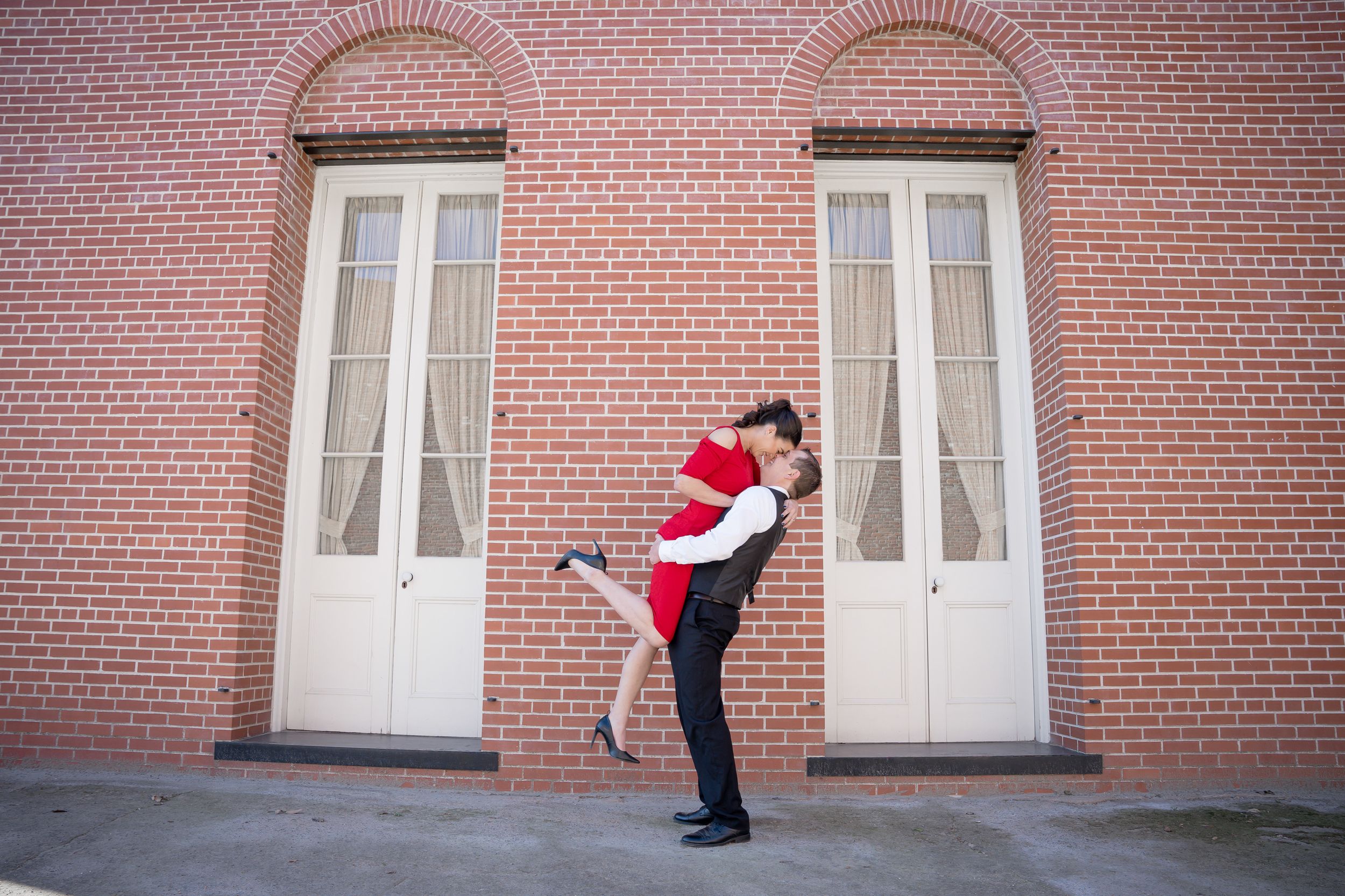 Engagement portrait in Old Town Sacramento by Sacramento photographer, Ashley Nicole Baeza.