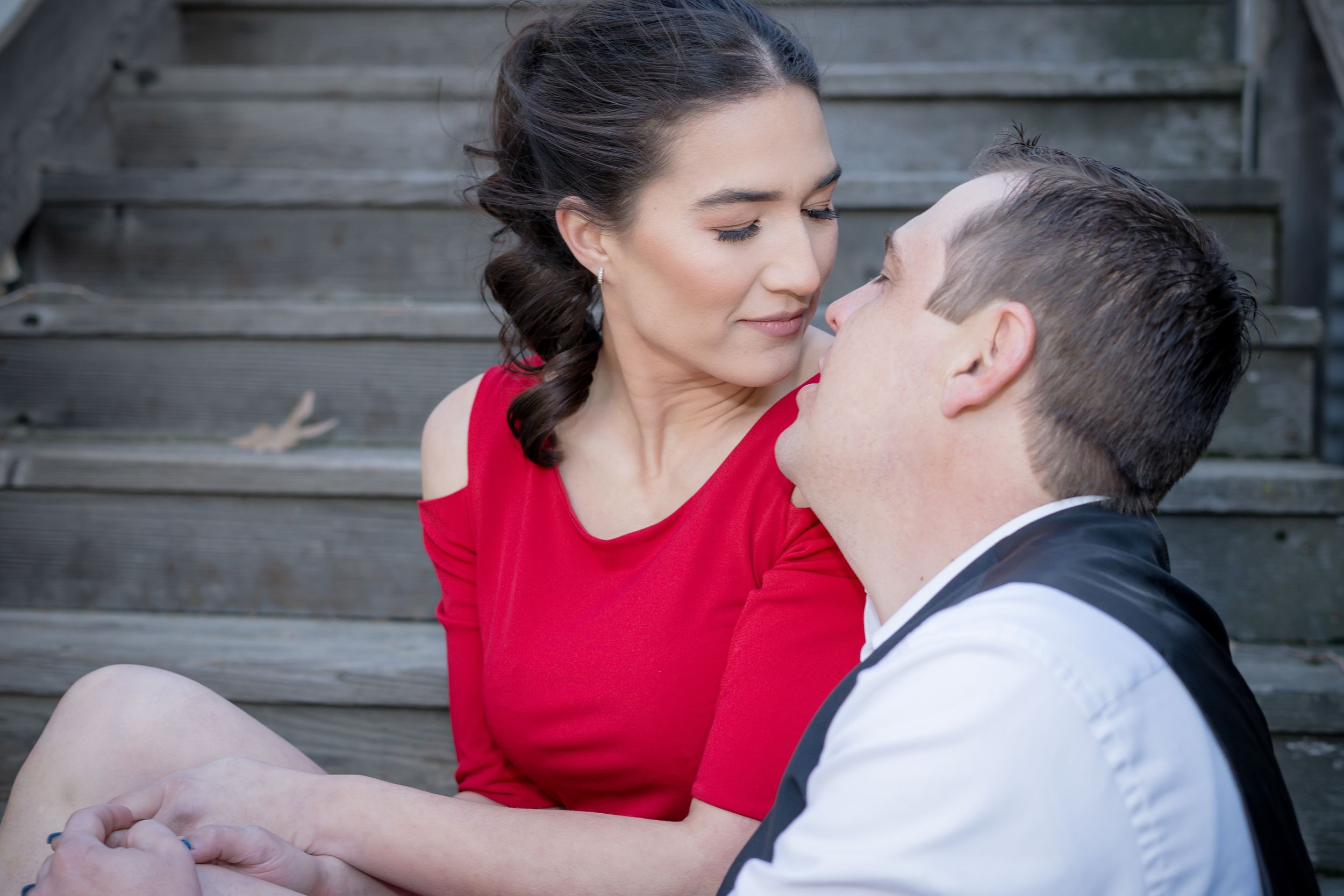 Engagement portrait in Old Town Sacramento by Sacramento photographer, Ashley Nicole Baeza.