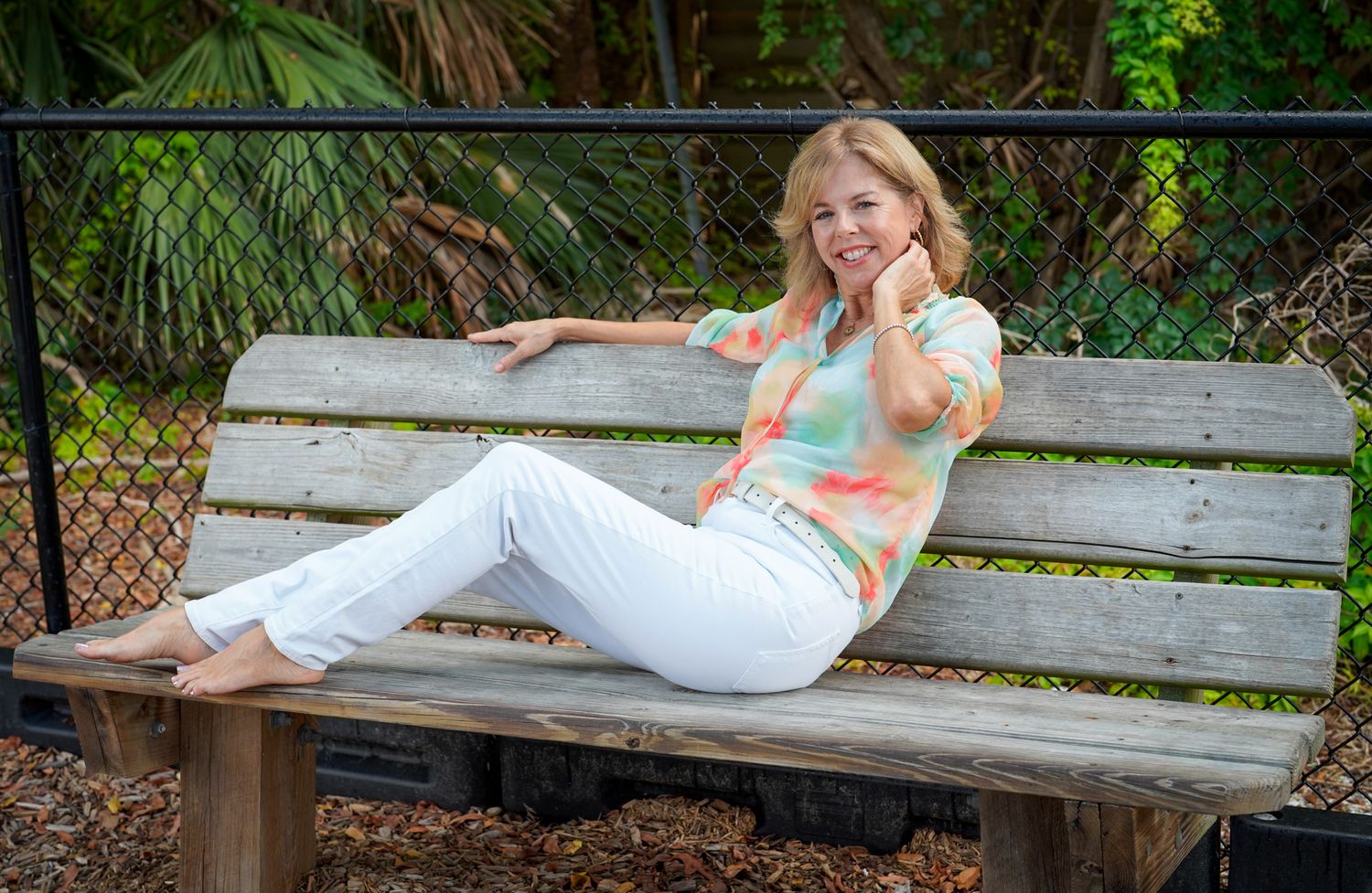 beach park bench candid portrait