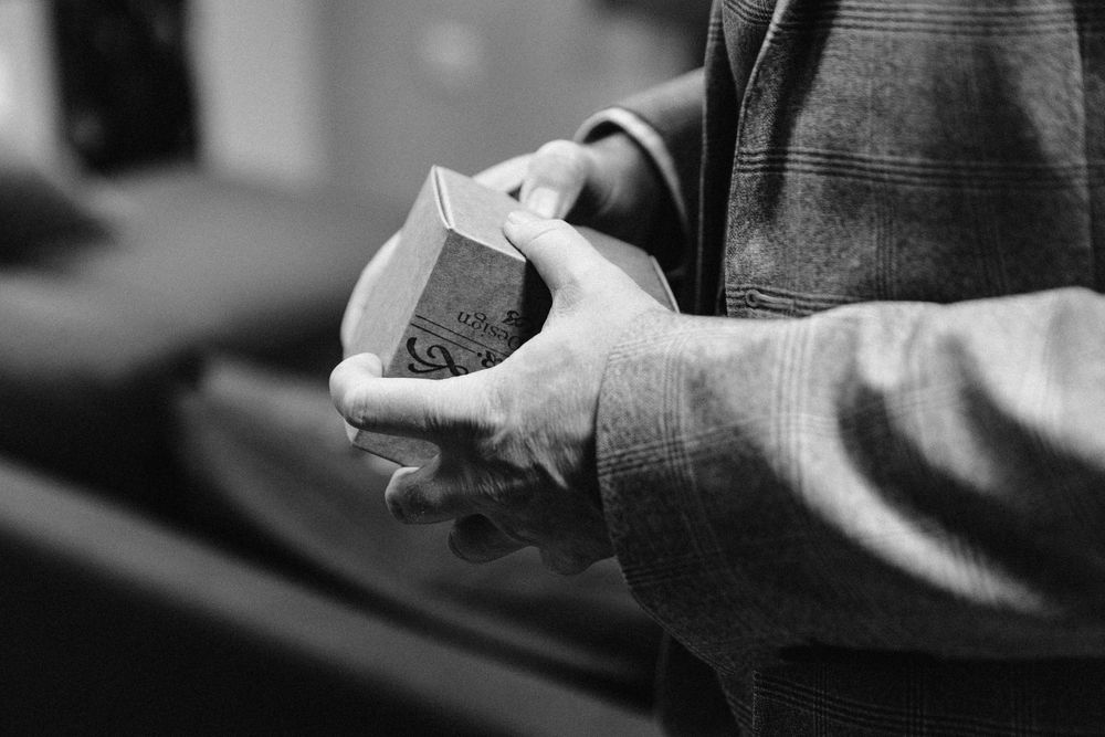 Series of black and white candid moments during formal event.