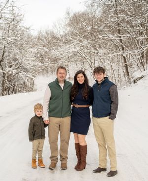 Winter family photos after snow fall
