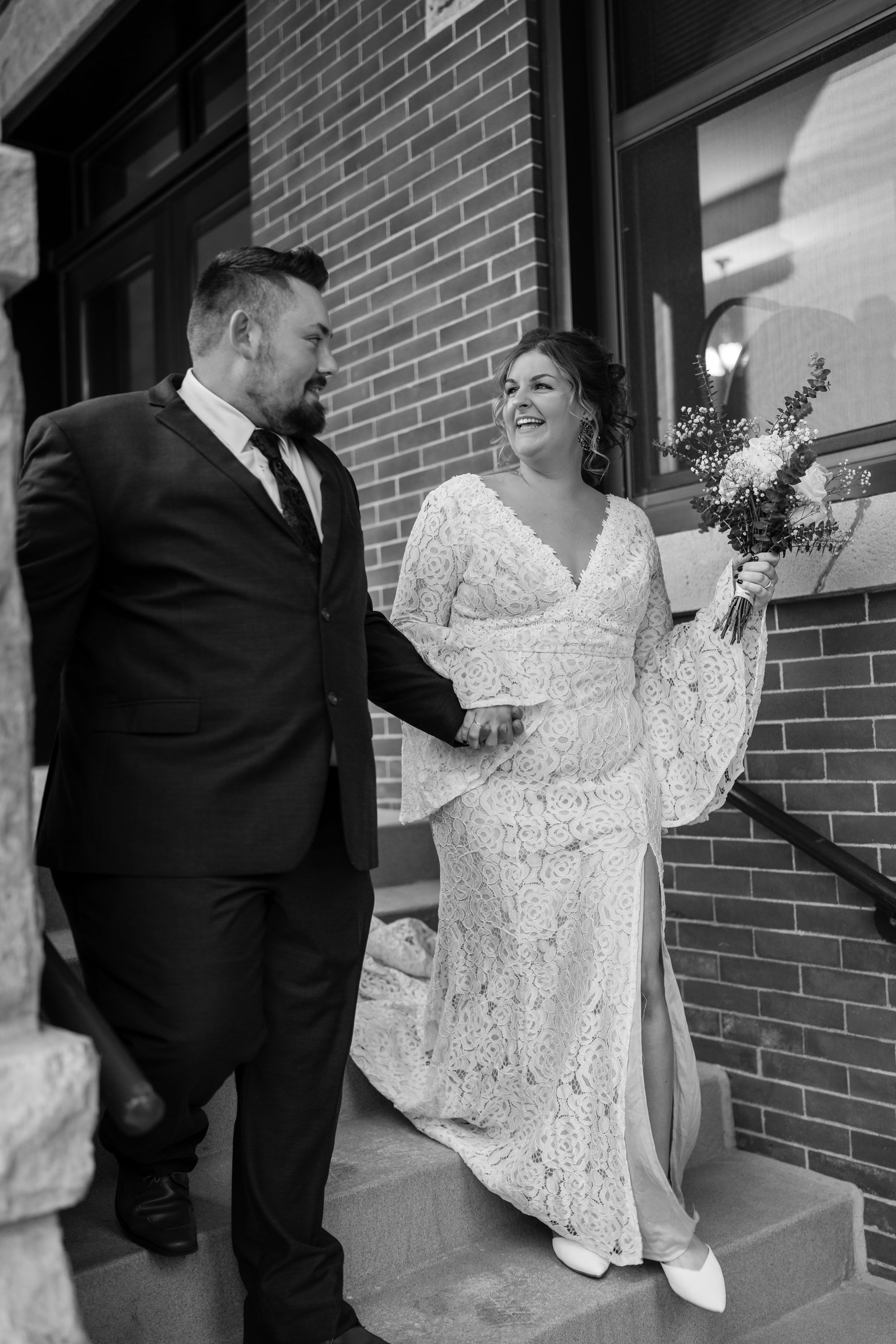 Courthouse wedding exit