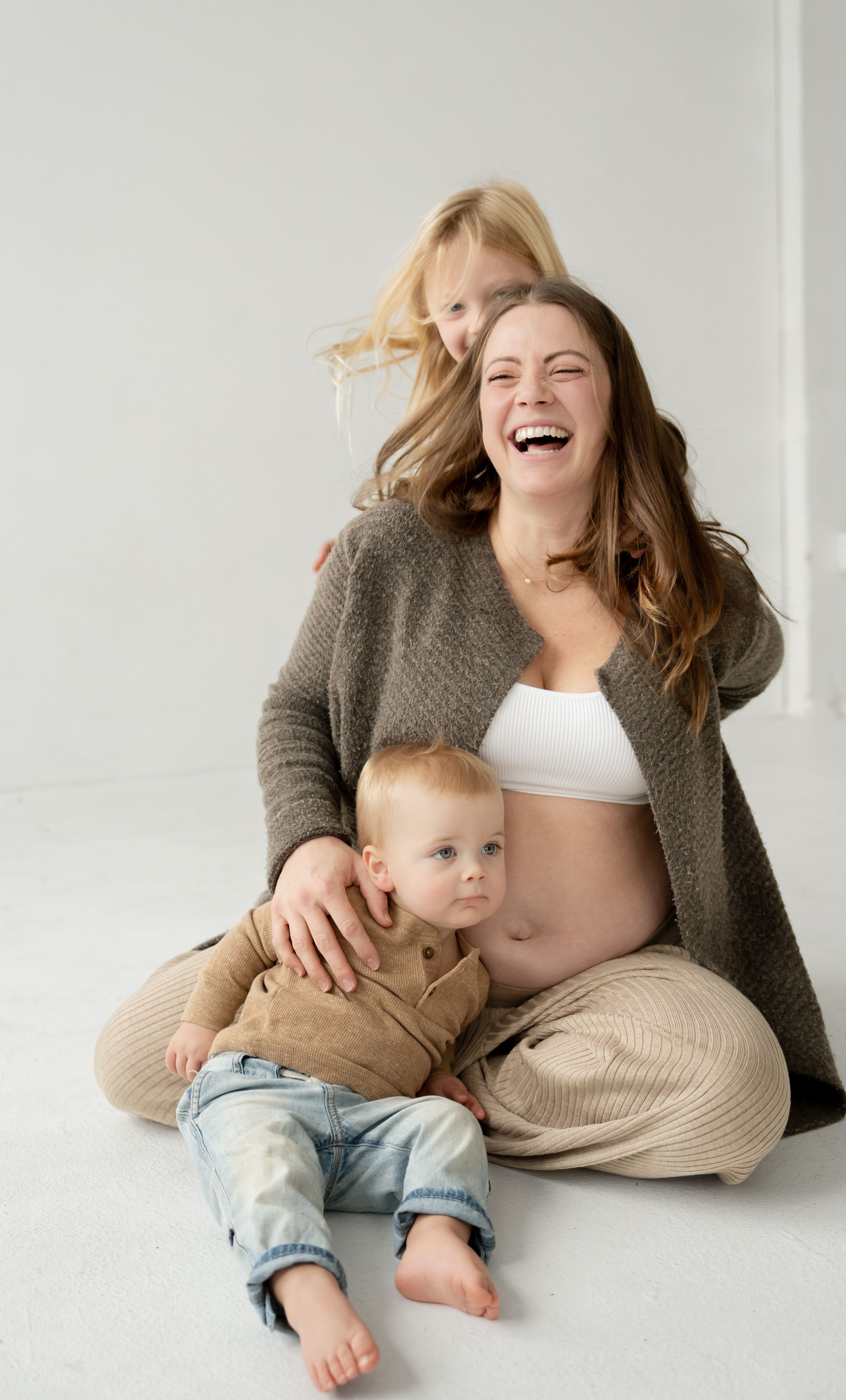 Mom playing with kids