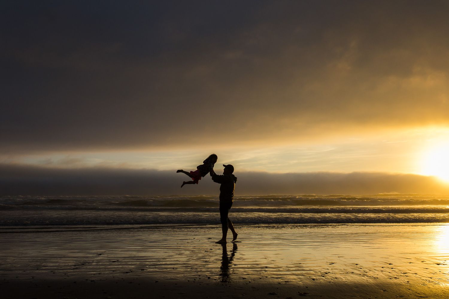 Jim spinning JoJo around at the beach