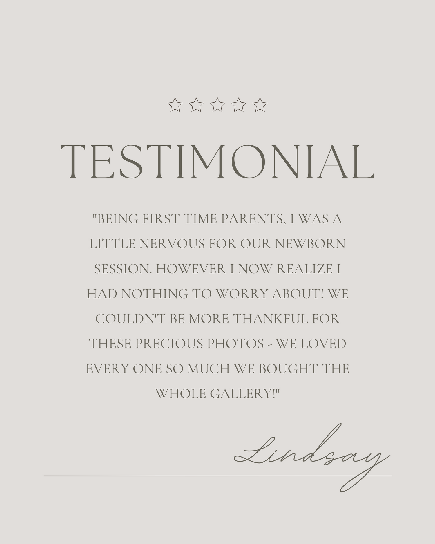 first time parents client testimonial for ashley line photography
