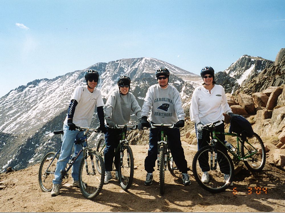 Rode bikes down Pikes Peak.  That's the top above my head, this was about a 1/4 of the way down.