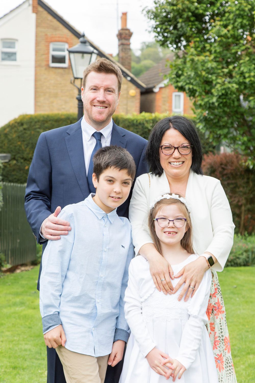 A family enjoying First Holy Communion celebrations