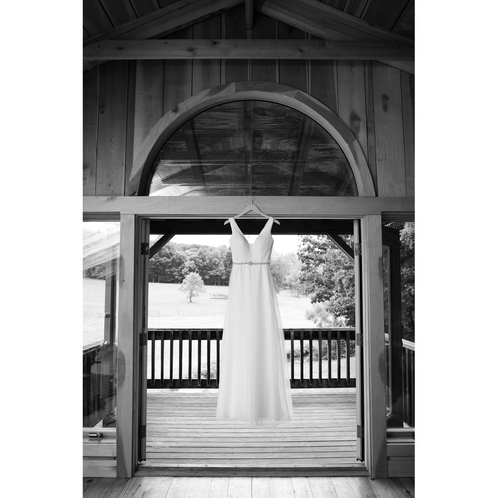 Wedding dress at Crystal Brook Farm in Chagrin Falls, Ohio.