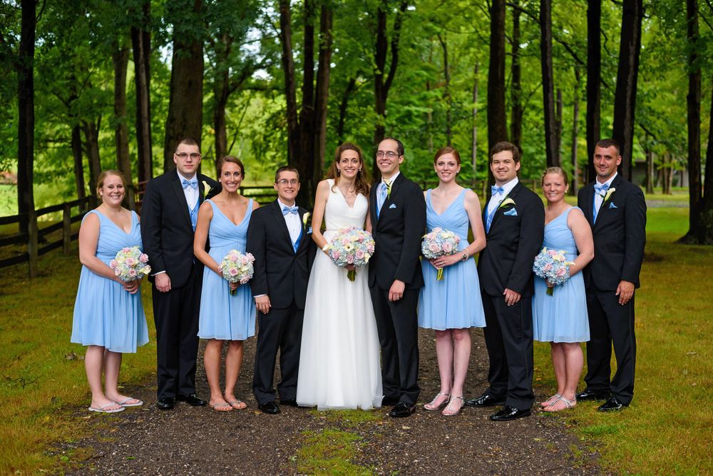 Bridal party outdoors at Crystal Brook Farm in Chagrin Falls, Ohio.