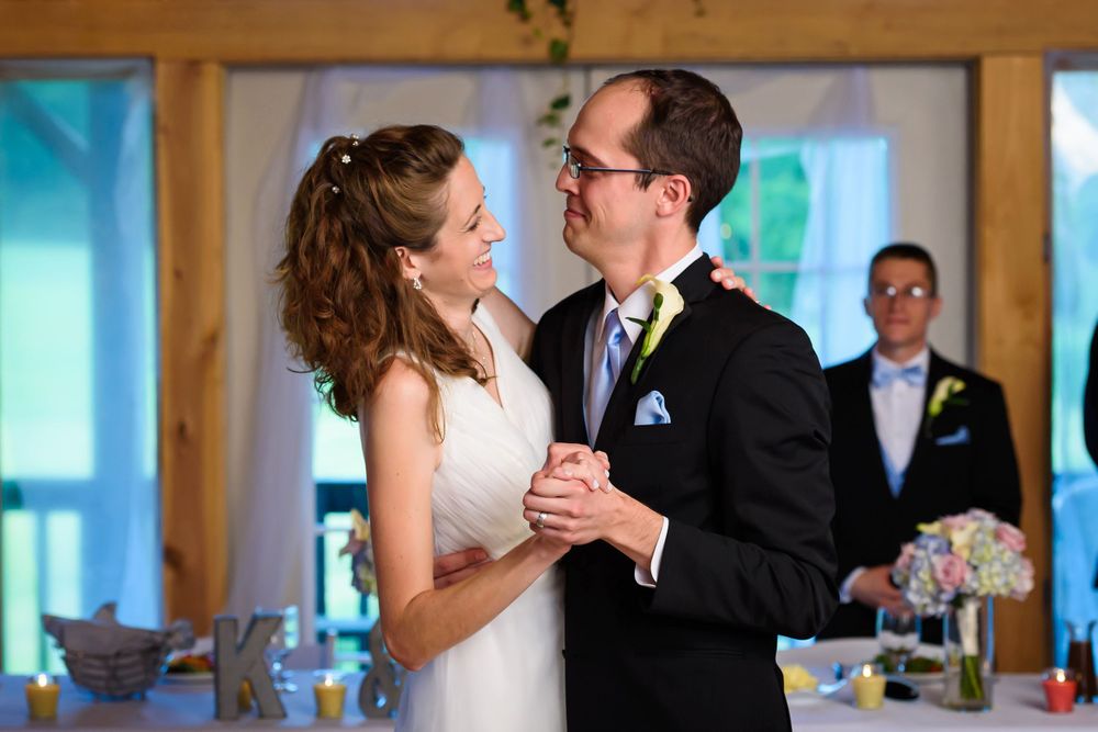 First dance during wedding reception at Crystal Brook Farm in Chagrin Falls, Ohio.