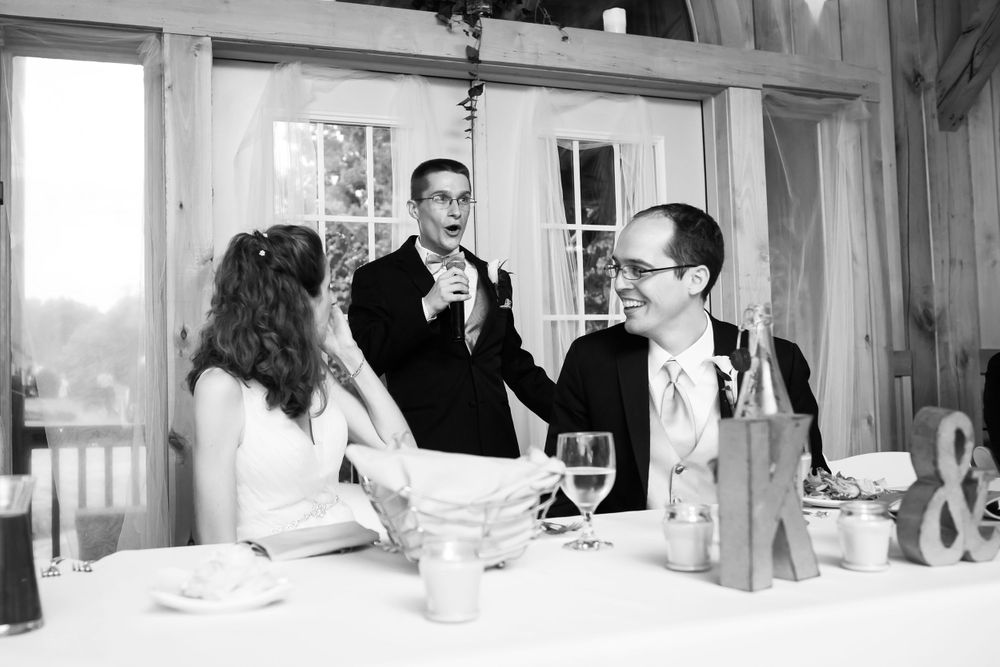 Best man's hilarious toast during wedding reception at Crystal Brook Farm in Chagrin Falls, Ohio.