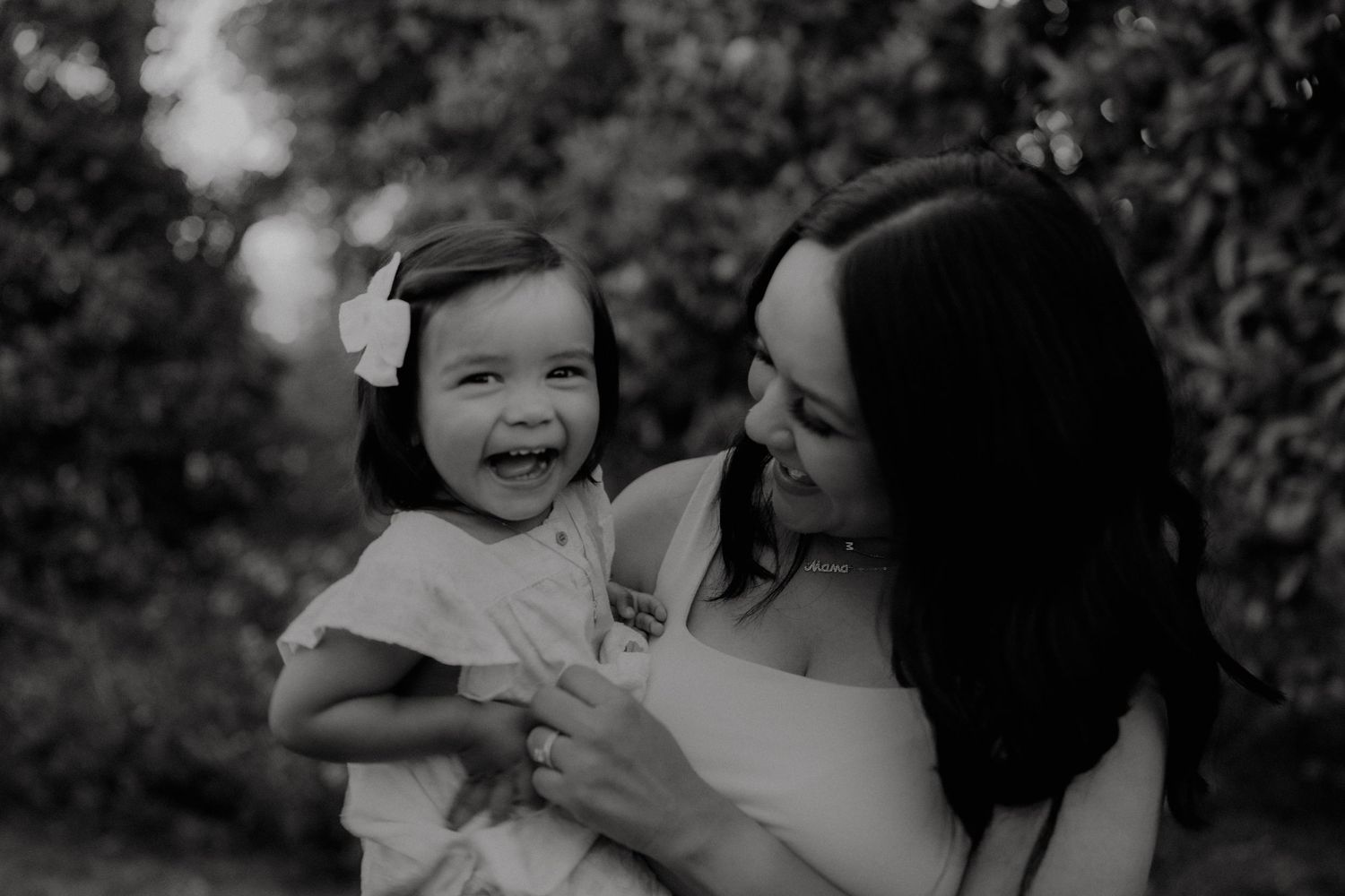 mommy and me black and white photo