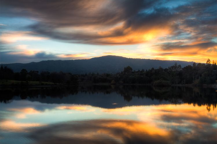 Vasona Lake at Sunset, Los Gatos, California