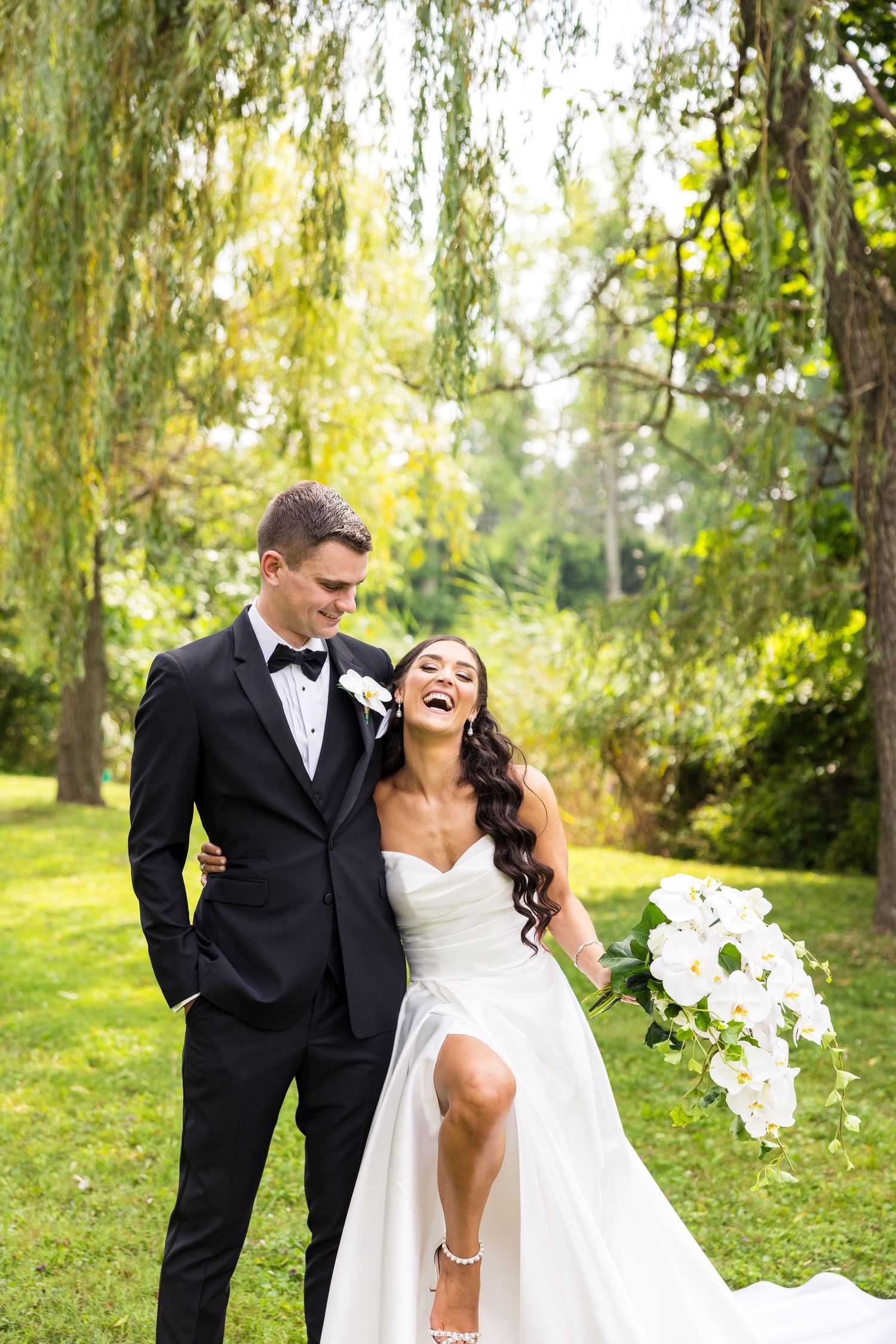 Couple together in wedding clothes