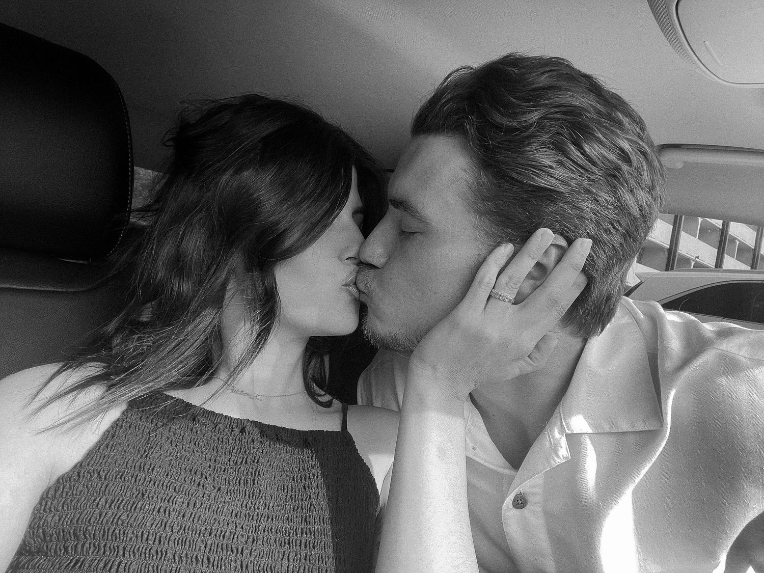 Series of intimate romantic moments captured in black and white.