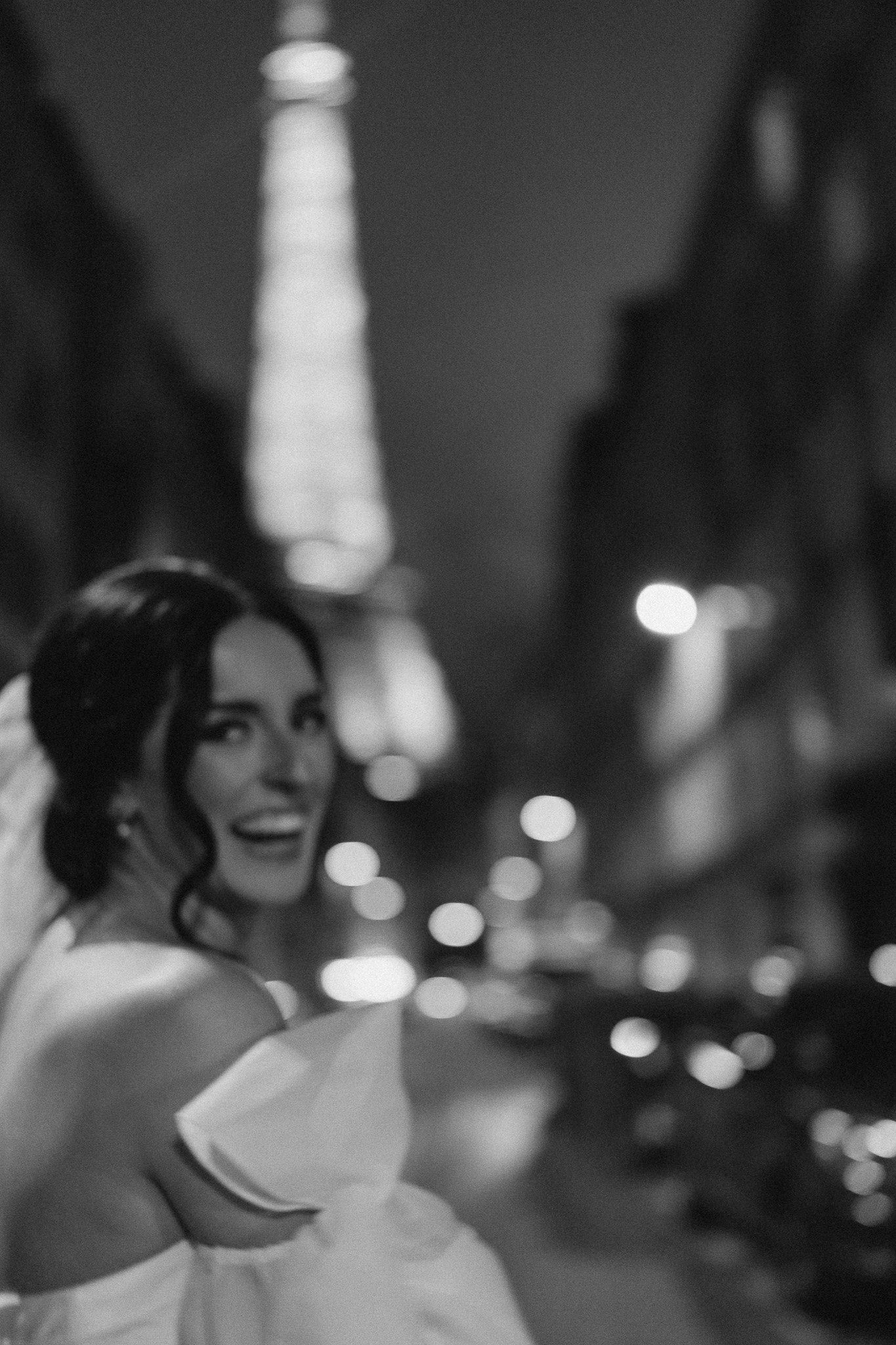 Night life during elopement in Paris with the Eiffel Tower as the backdrop