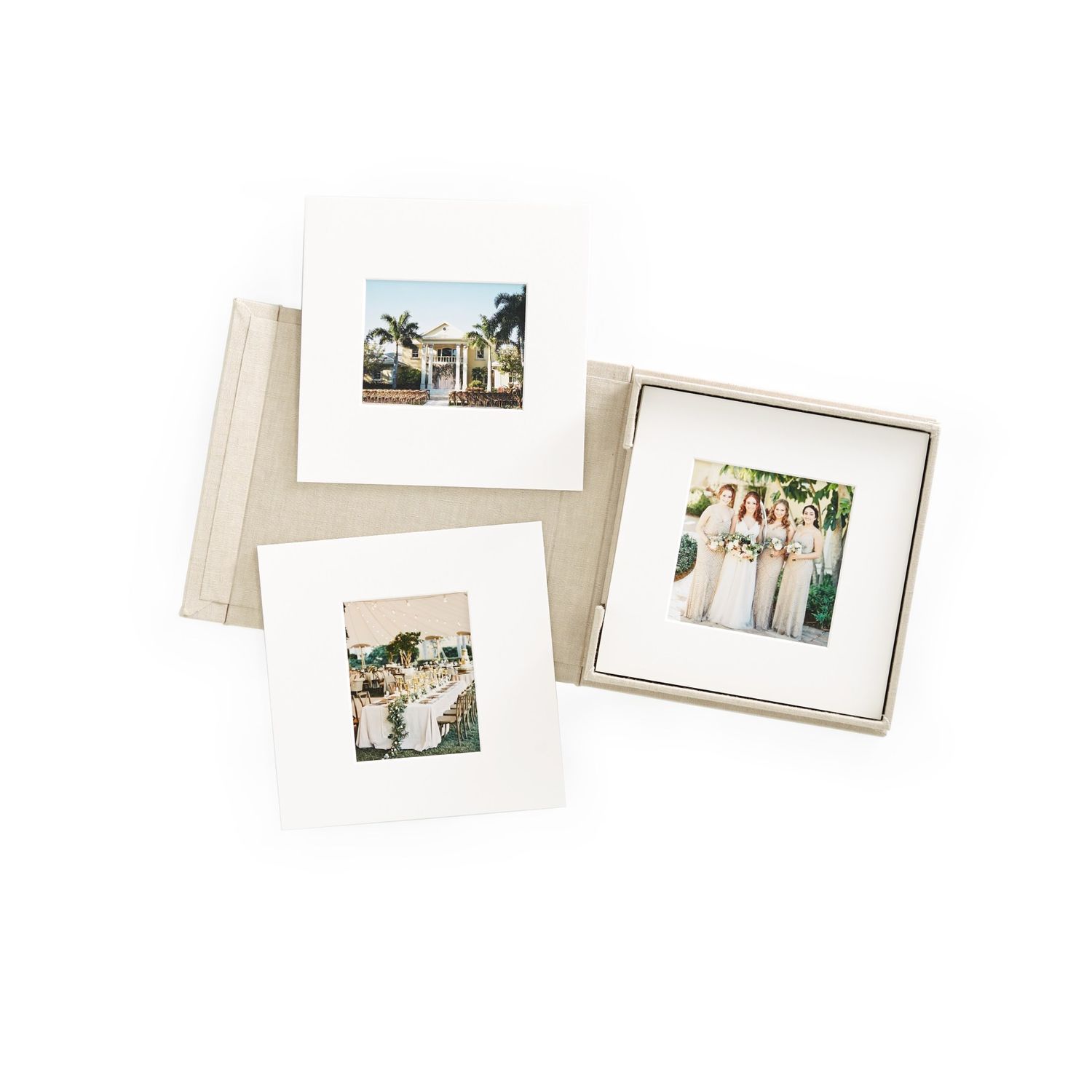 matted images in a portrait display box in Houston, Tx.
