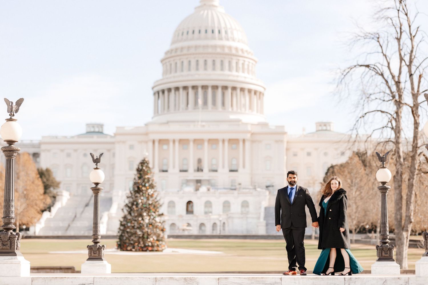 Washington DC Engagement Session Capitol Building Multiracial Couple
