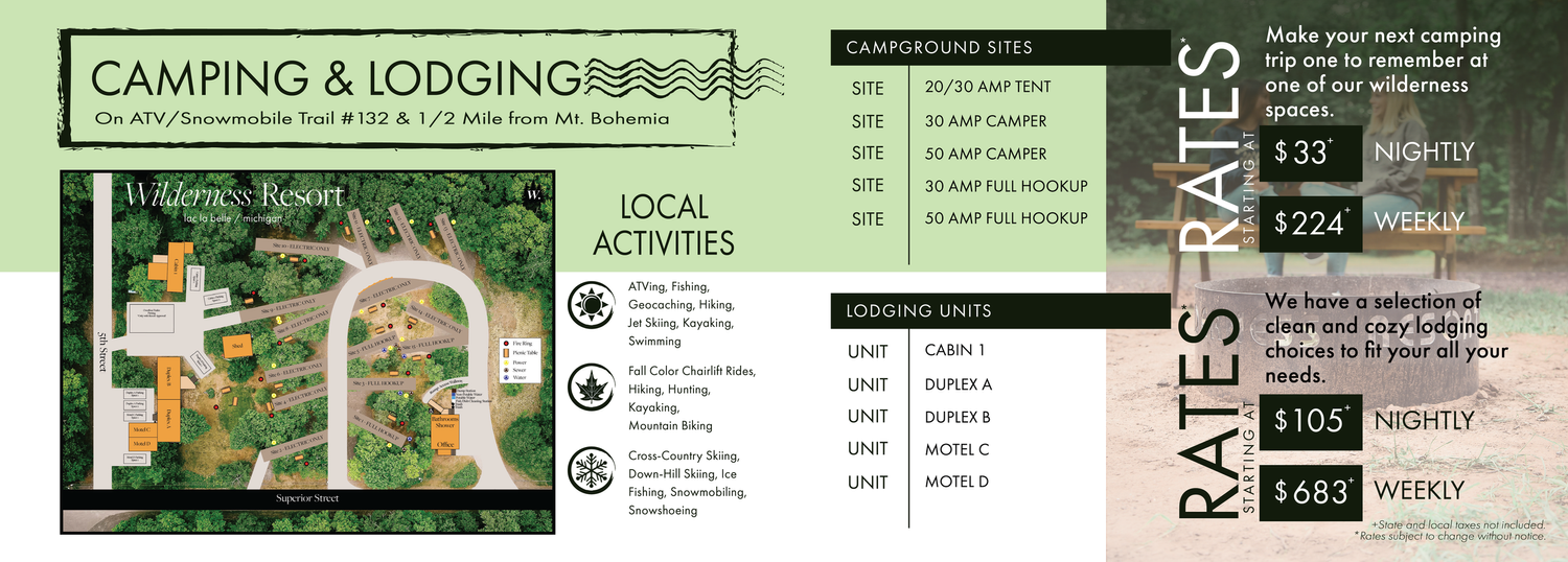Wilderness Resort LLC Brochure Inside Side 1 and Side 2