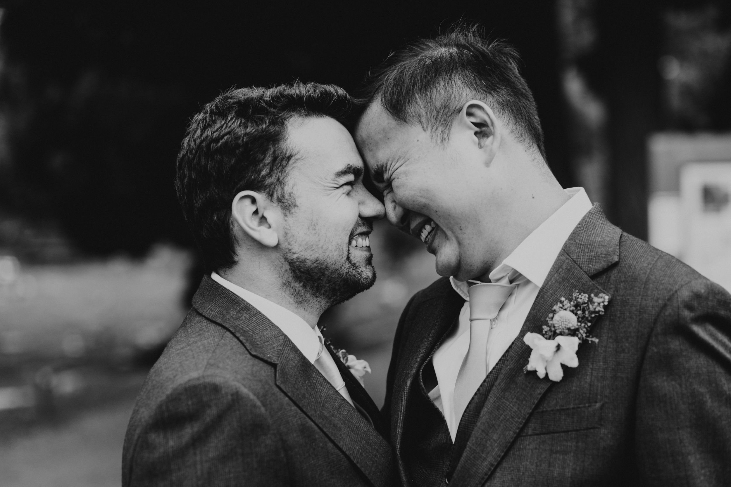 Gay wedding at Arnos Vale  in Bristol , two grooms portraits