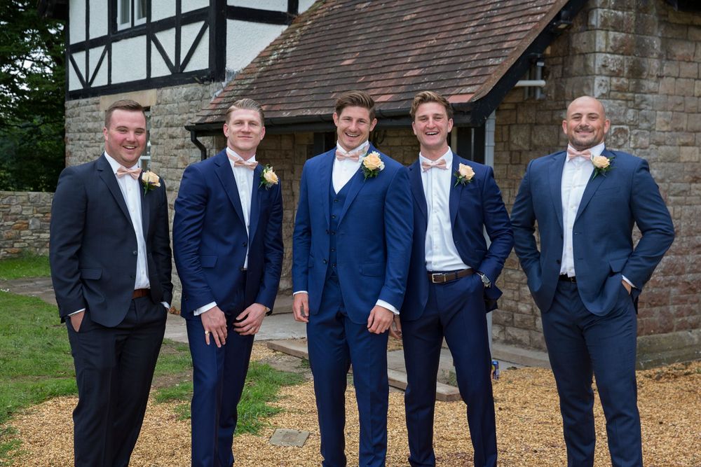 The Groom and groomsmen at Cottage at St Tewdrics House