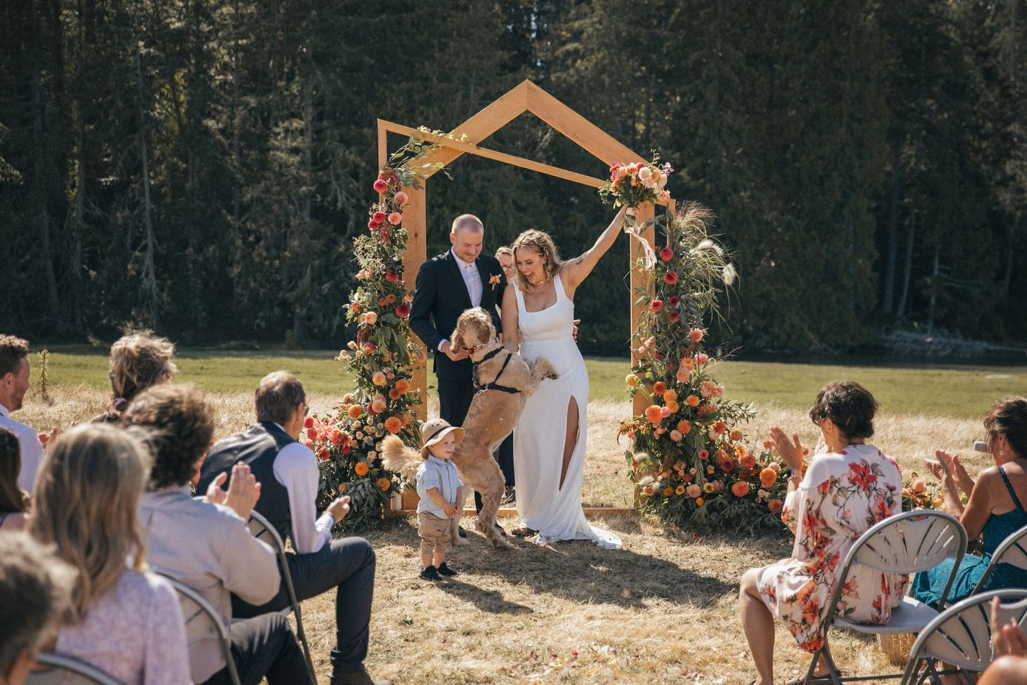 Moment right after bride and groom say "I do"