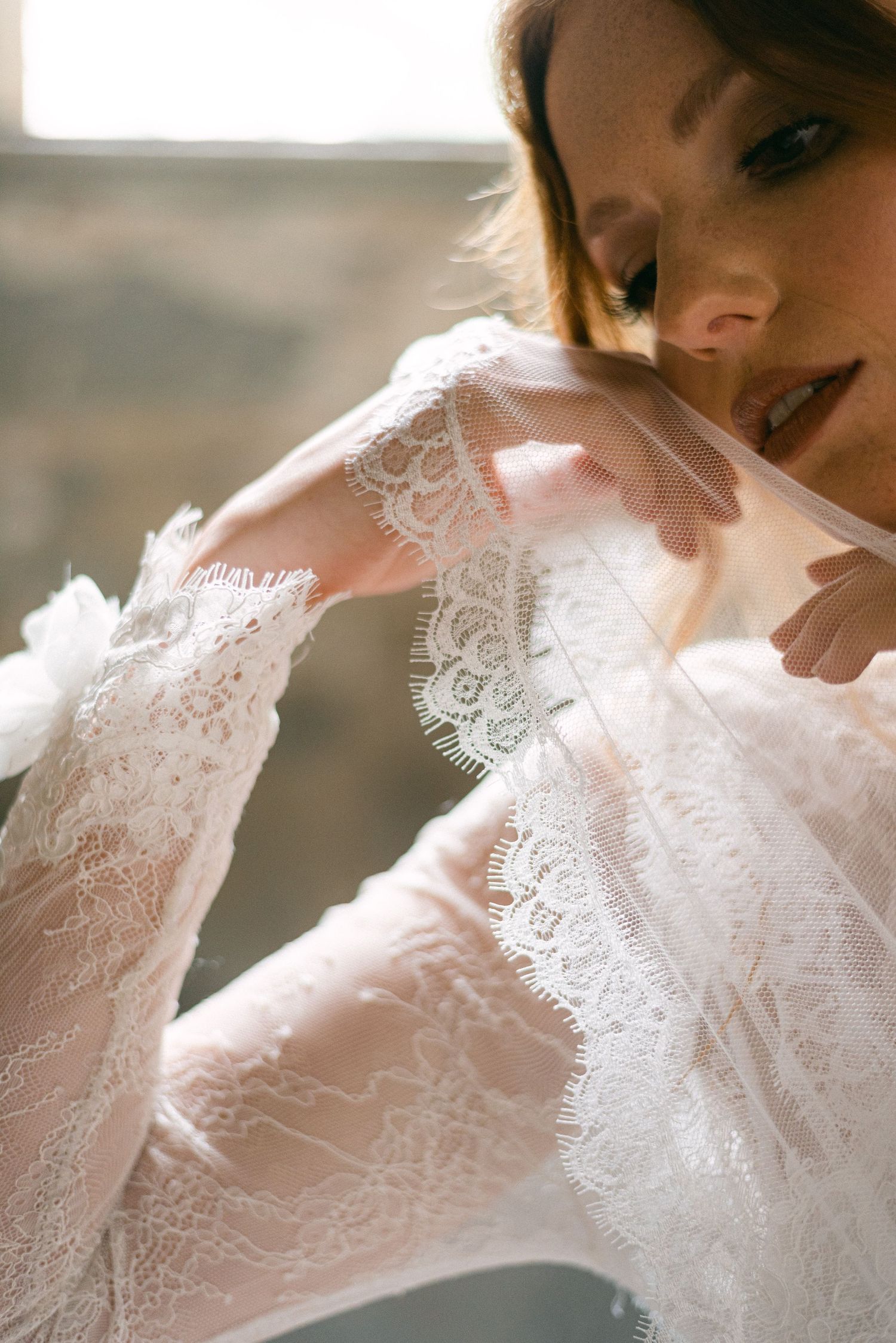 Bride modelling collection of Luna Bride dresses at a styled shoot at The Mount Without venue