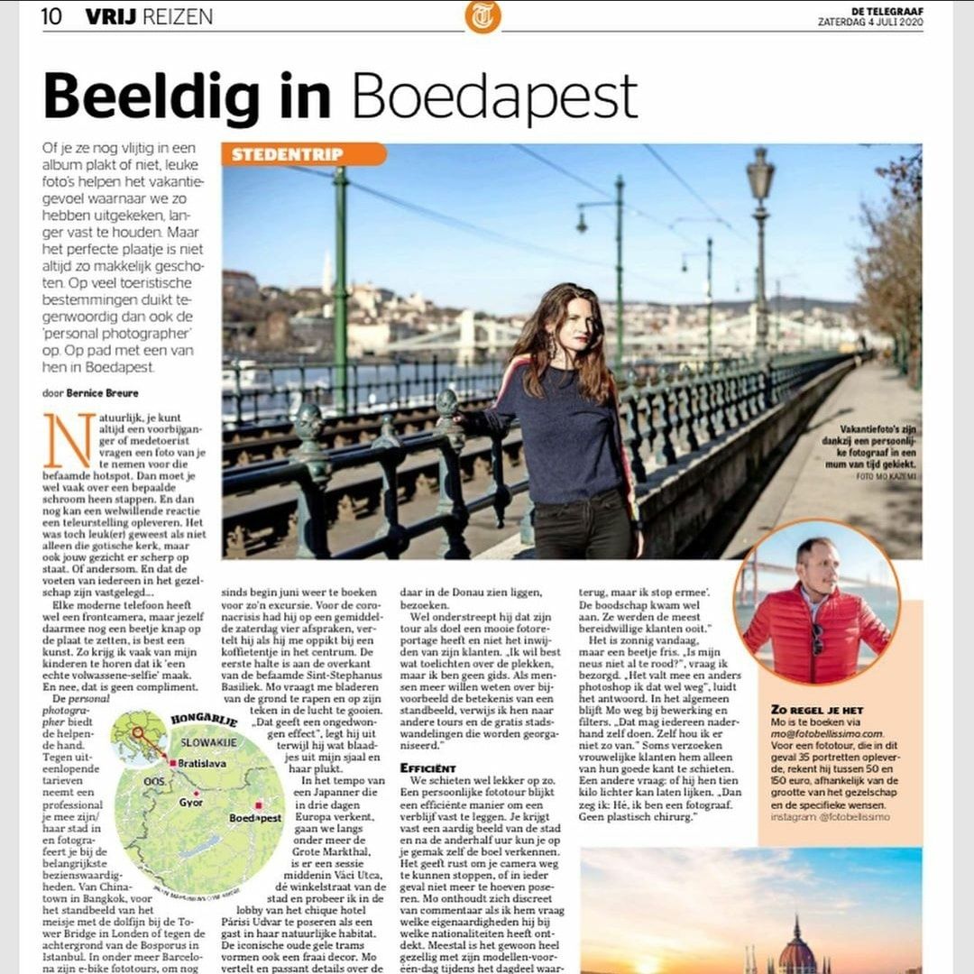 Telegraaf netherlands article about the budapest photo shoot sessions with foto bellissimo