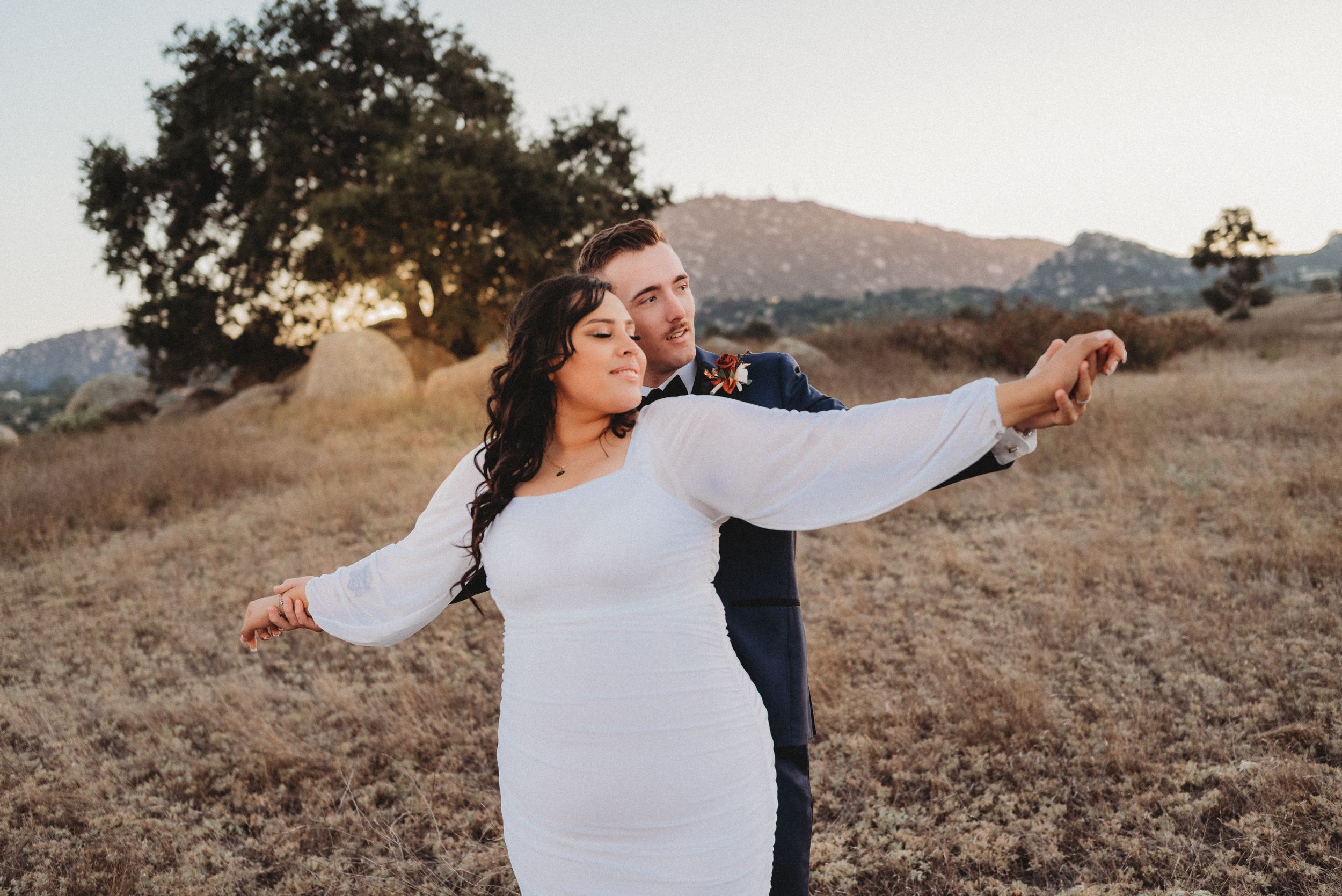 bride and groom elopement photo shoot at Ramona Grasslands