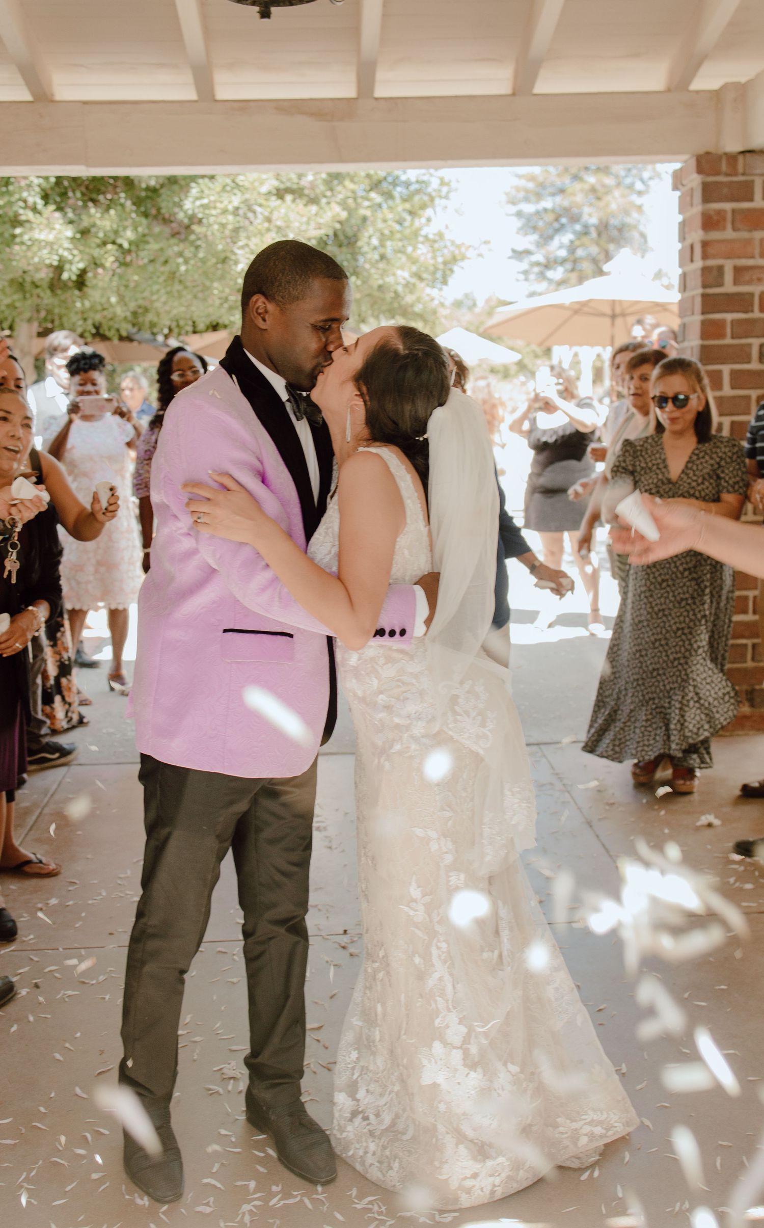 Wedding exit flower toss