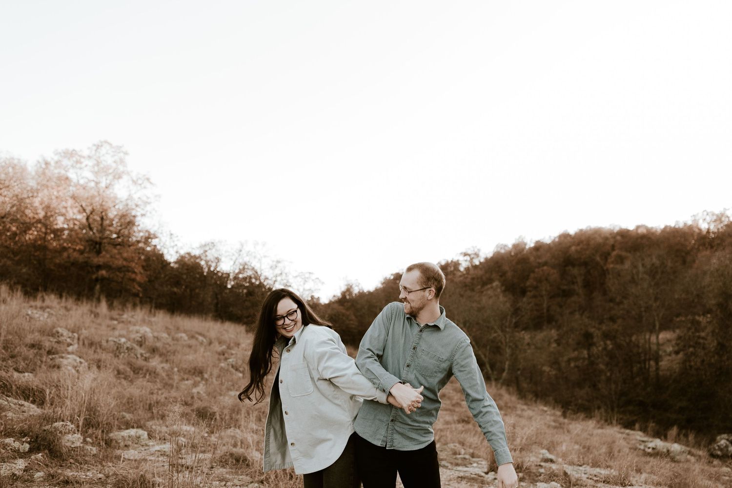 Lifestyle couples portrait in Joplin, Missouri with movement-focused posing and intimate storytelling.